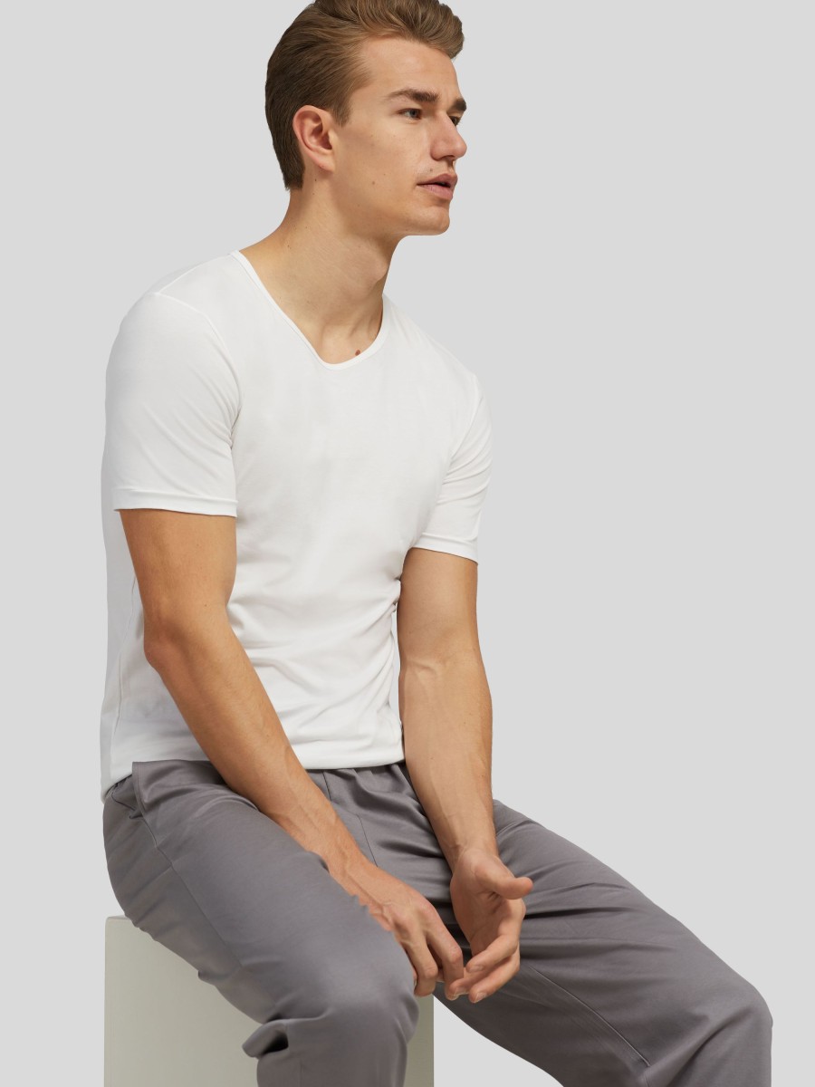 Manner Zimmerli Wasche & Loungewear | T-Shirt Pure Comfort Weiss