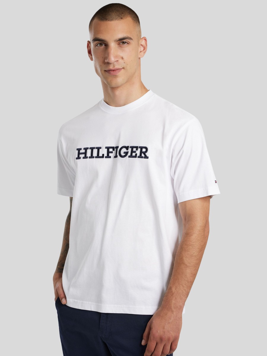 Manner Tommy Hilfiger T-Shirts & Shirts | T-Shirt Mit Print Weiss