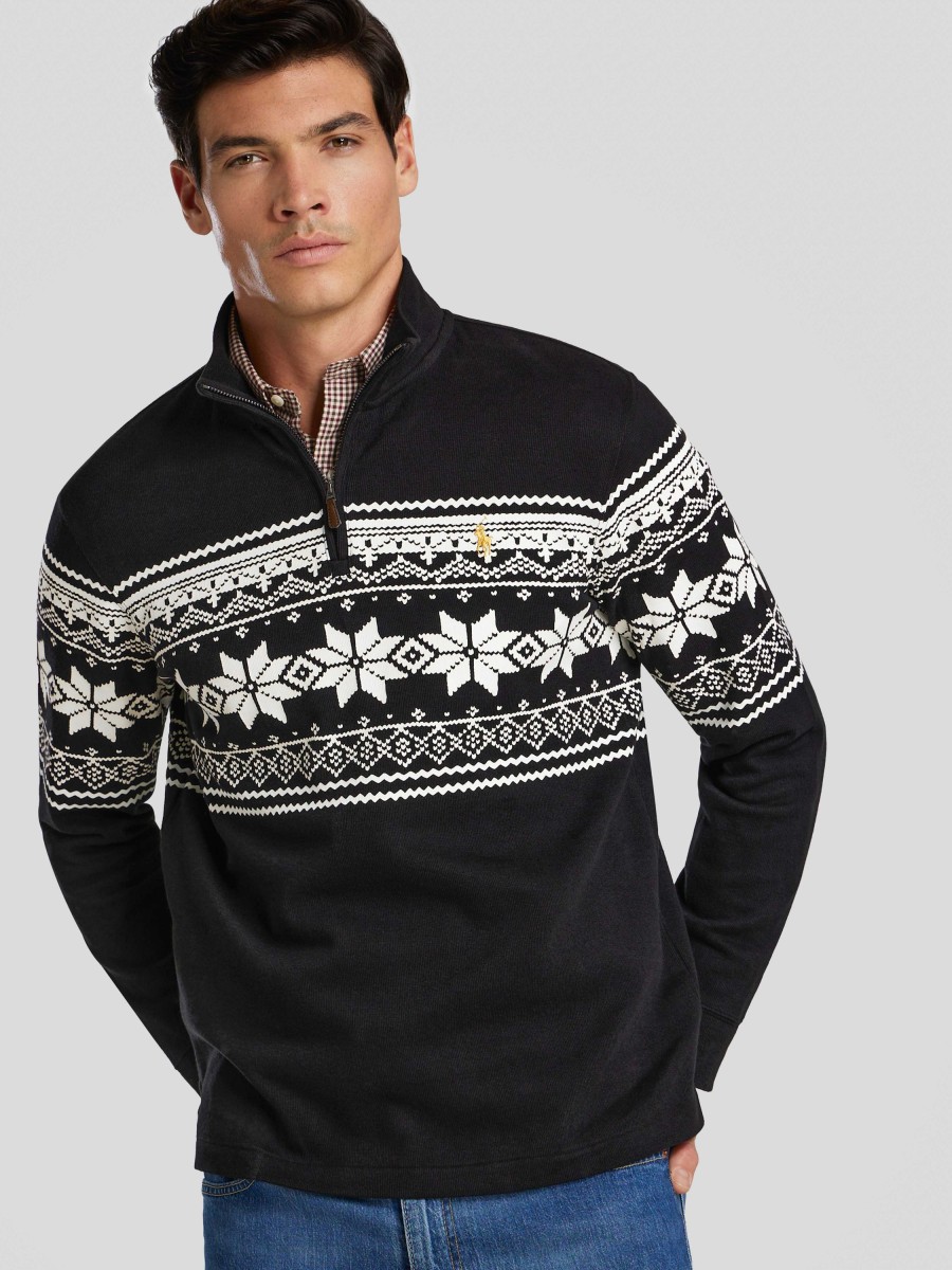 Manner Polo Ralph Lauren Men Pullover & Strickjacken | Troyer Aus Baumwolle Schwarz