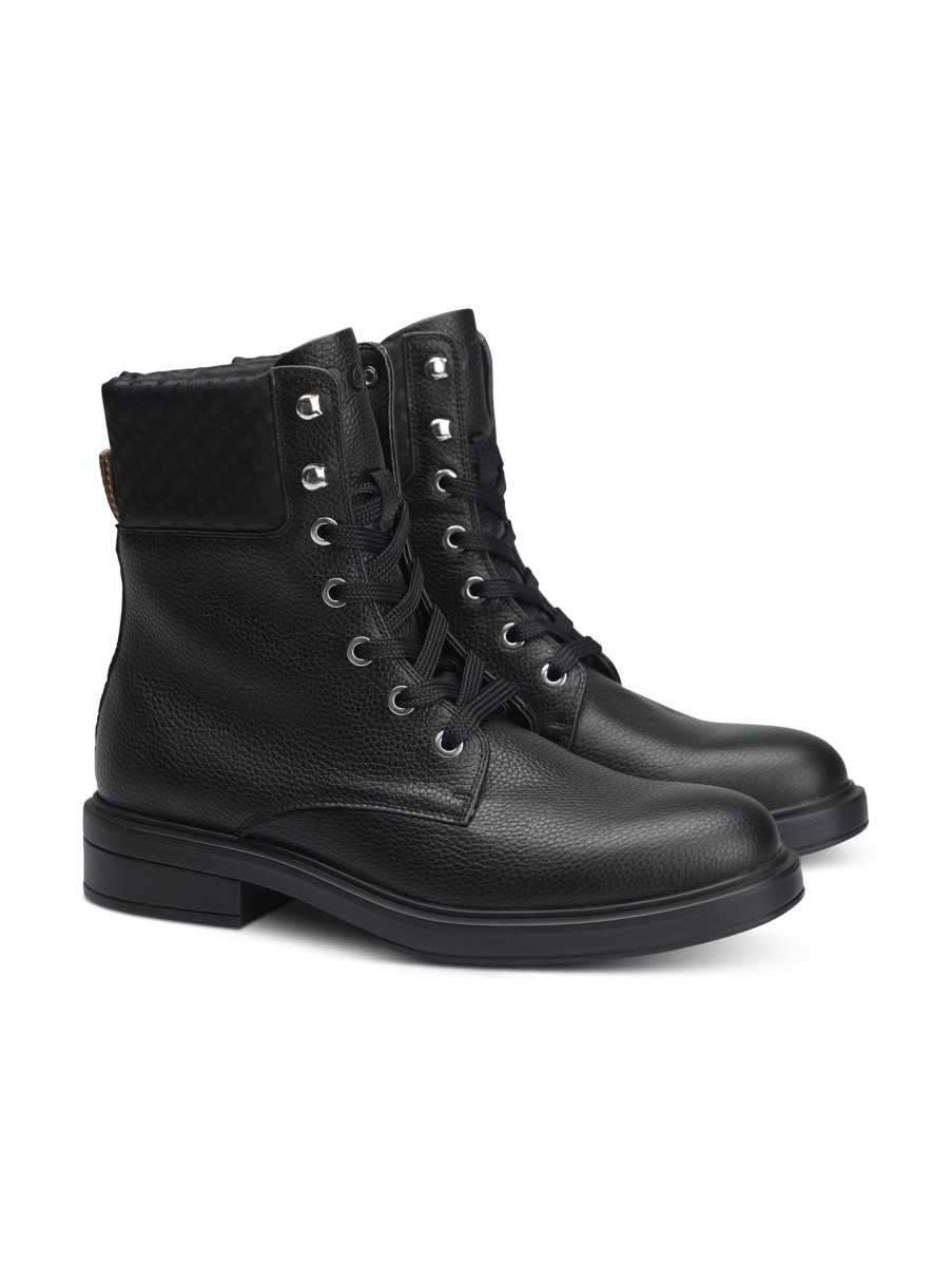 Frauen BOSS Women Boots & Stiefeletten | Schnurstiefel Schwarz