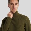 Manner Tommy Hilfiger Pullover & Strickjacken | Rollkragenpullover Im Waffelstrick Grun