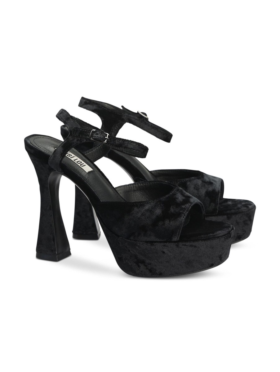 Frauen Bibi Lou High Heels & Pumps | Sandalette Aus Velvet Selma Schwarz