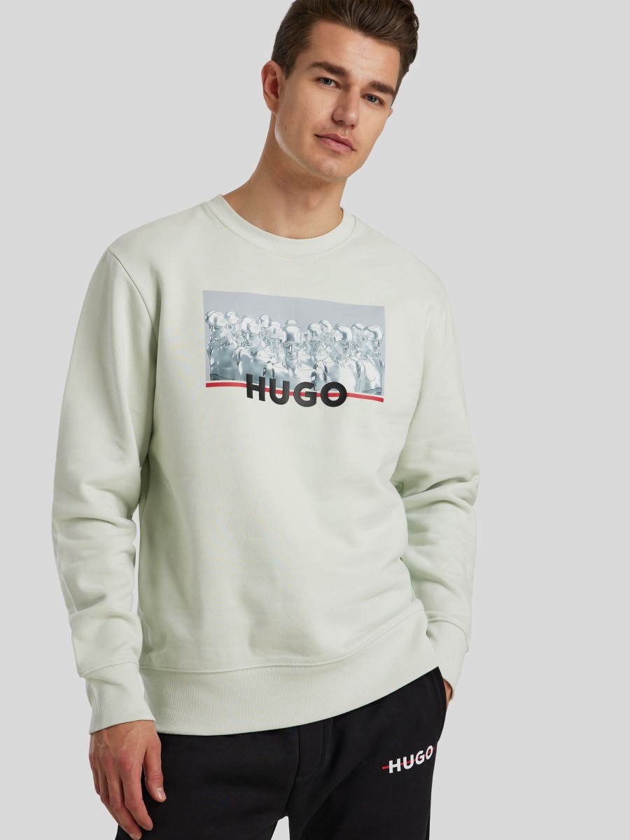 Manner Hugo Sportswear Hoodies & Sweatshirts | Sweatshirt Mit Roboter-Print Mint