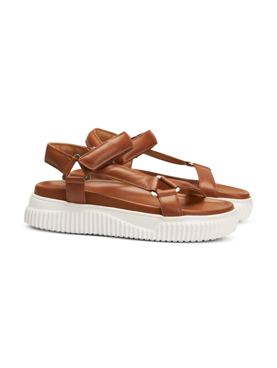 Frauen Voile Blanche Sandalen & Sandaletten | Sandale Mit Plateau Cognac