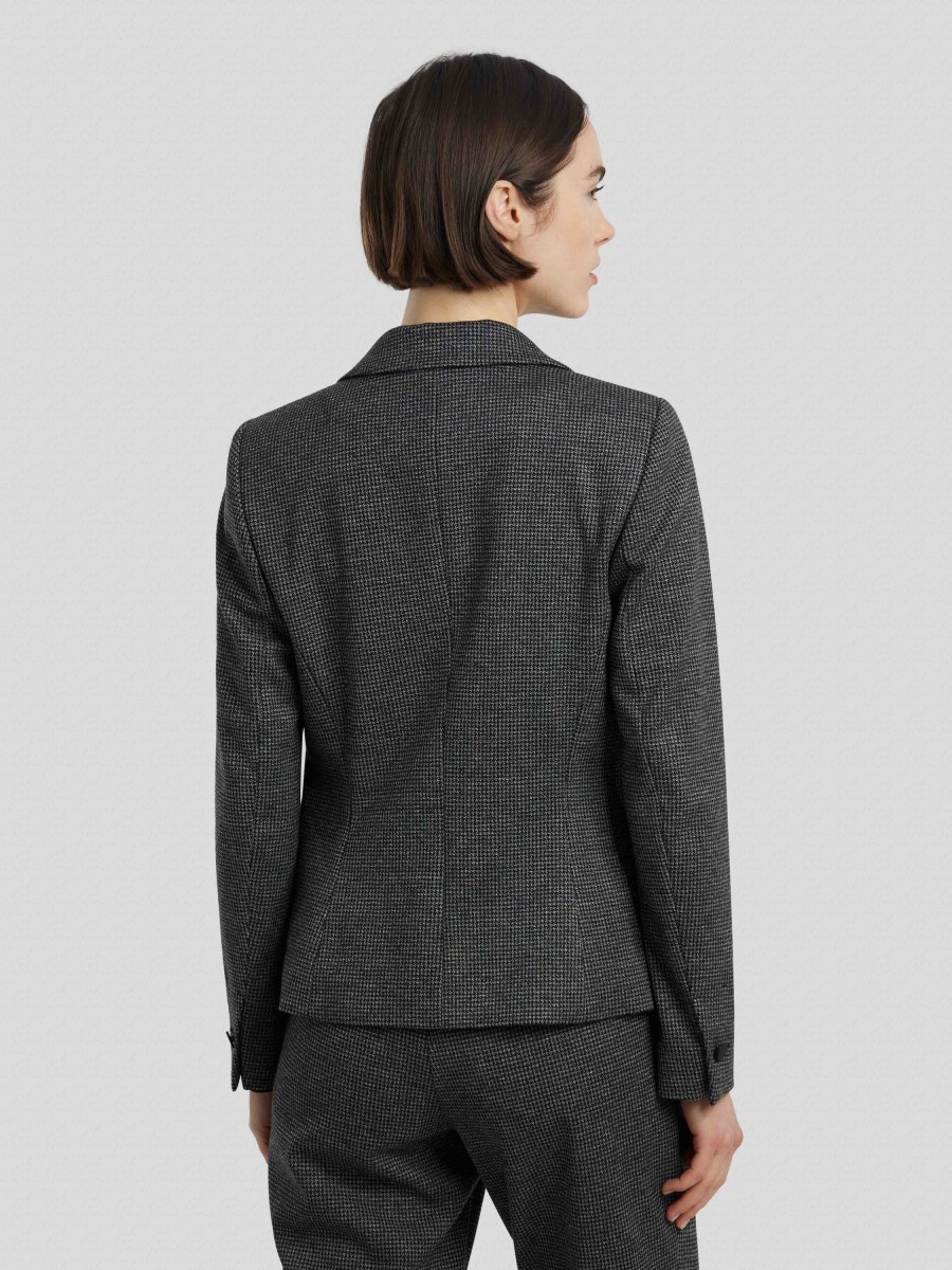 Frauen Comma Blazer | Blazer Mit Hahnentritt Anthrazit