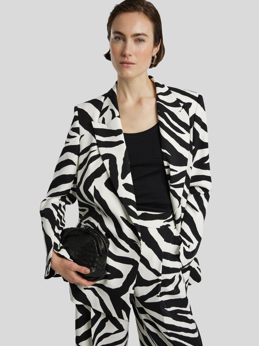 Frauen Marc Cain Blazer | Blazer Mit Zebra-Print Weiss