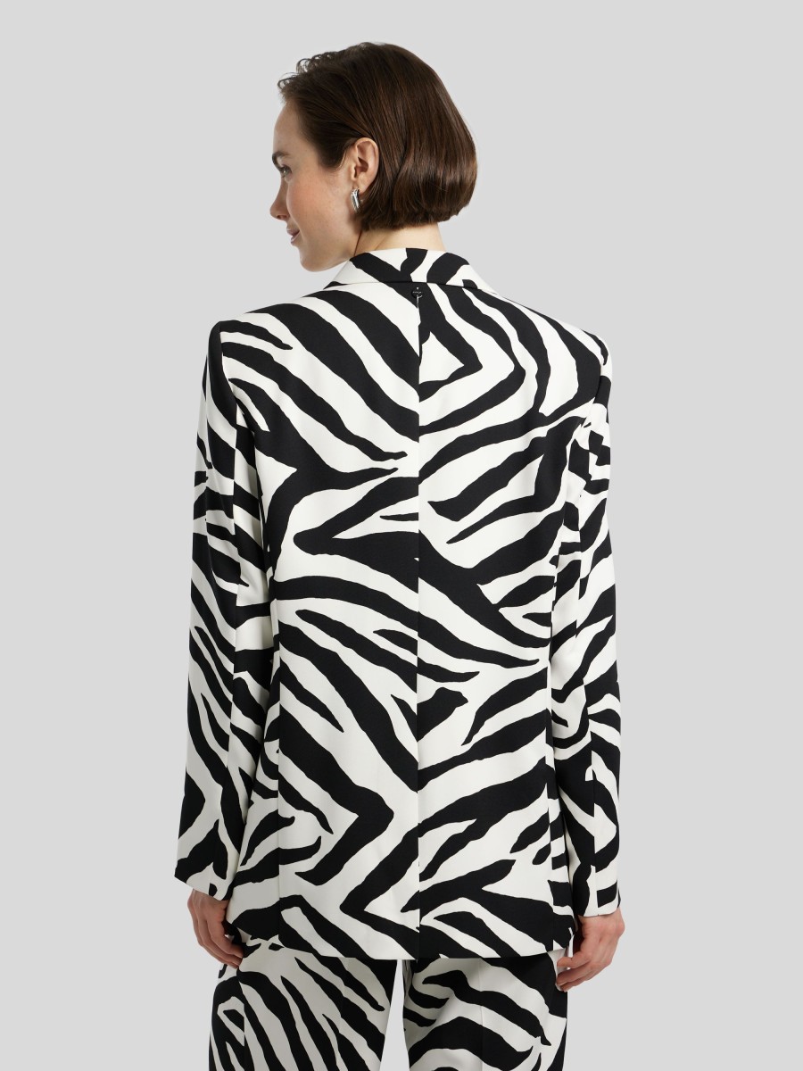 Frauen Marc Cain Blazer | Blazer Mit Zebra-Print Weiss