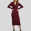 Frauen Scotch & Soda Women Kleider | Strickkleid Mit Rippen Bordeaux