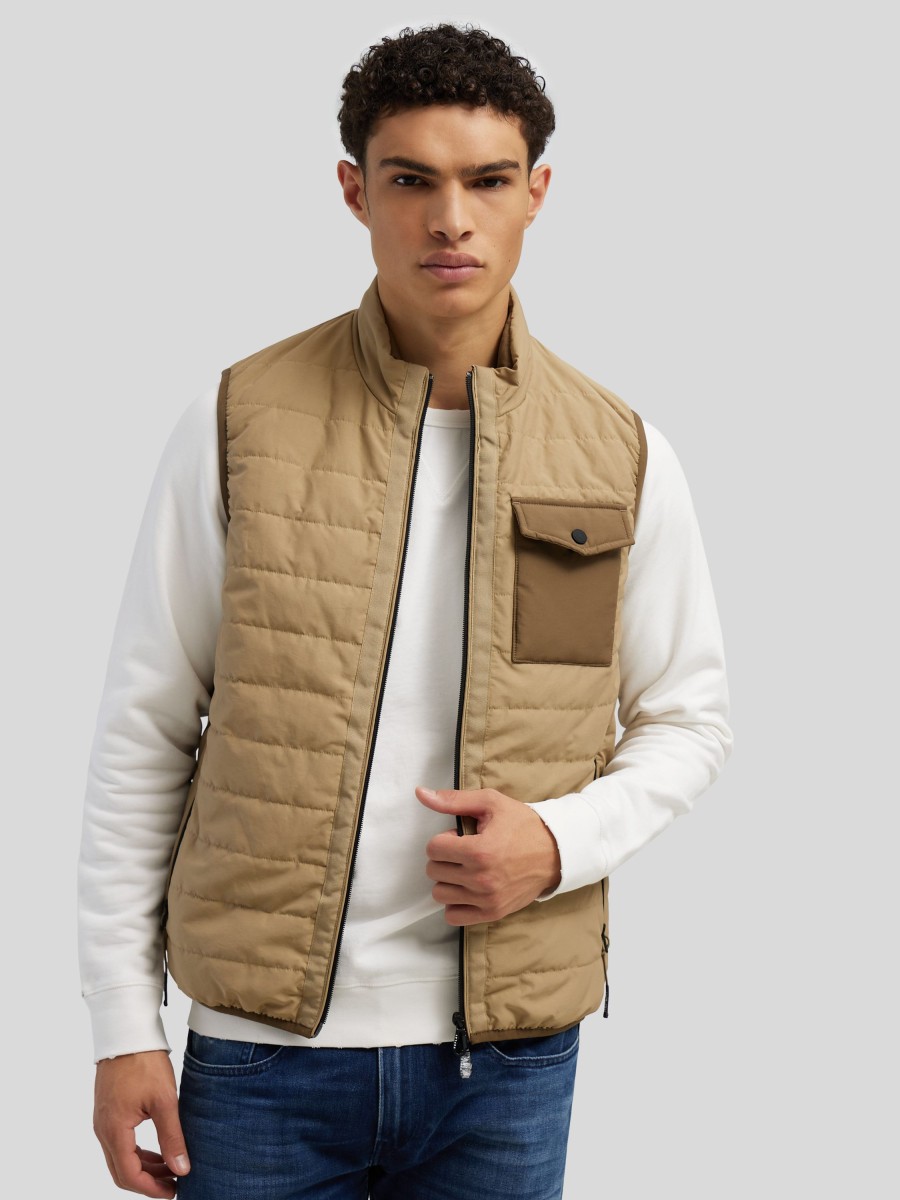 Manner Replay Gilets & Westen | Gestepptes Gilet Khaki