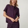 Frauen Samsoe & Samsoe Blusen & Tuniken | Bluse Aus Lyocell Mina Aubergine