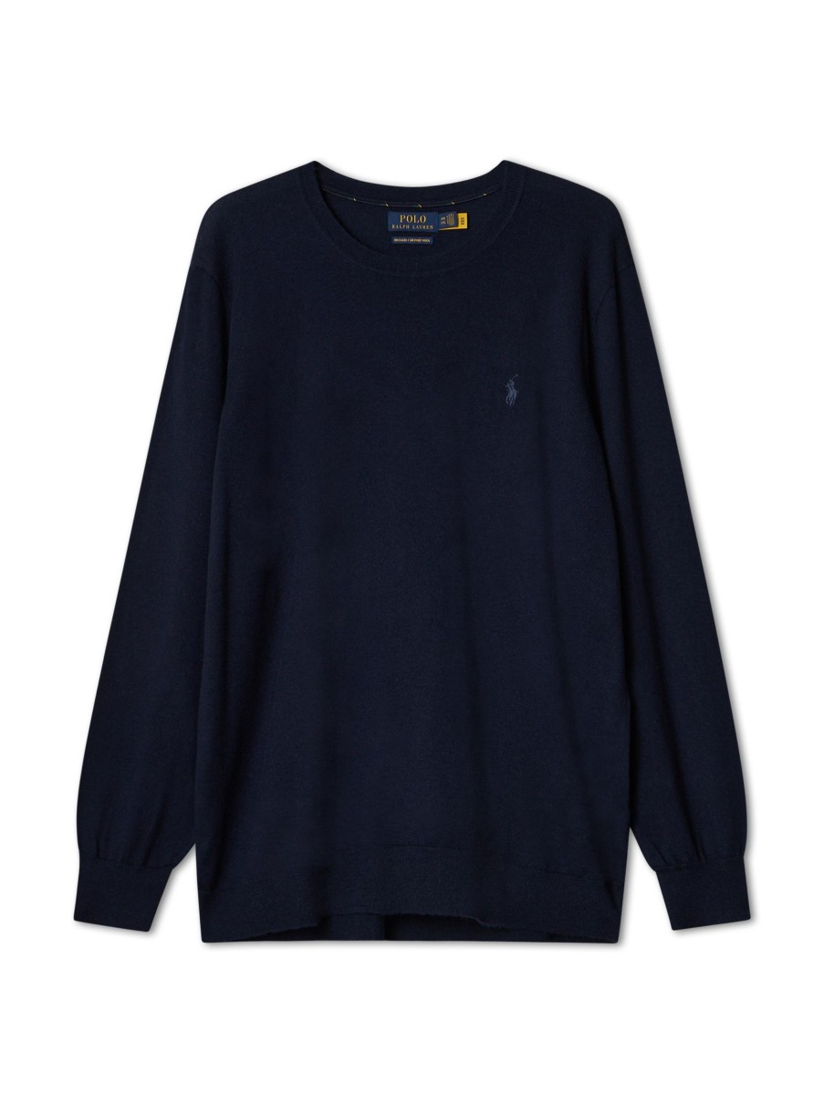 Manner Polo Ralph Lauren Grosse Grossen | Pullover Aus Waschbarer Merino Wolle Marine