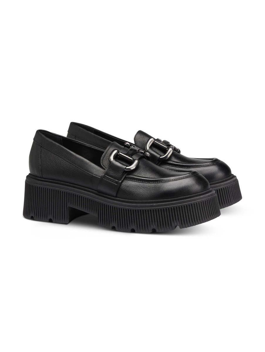 Frauen Paul Kehl Halbschuhe | Loafer Mit Plateau Schwarz