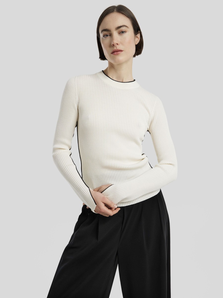 Frauen Akris Punto Pullover & Strick | Pullover Aus Schurwolle Ecru