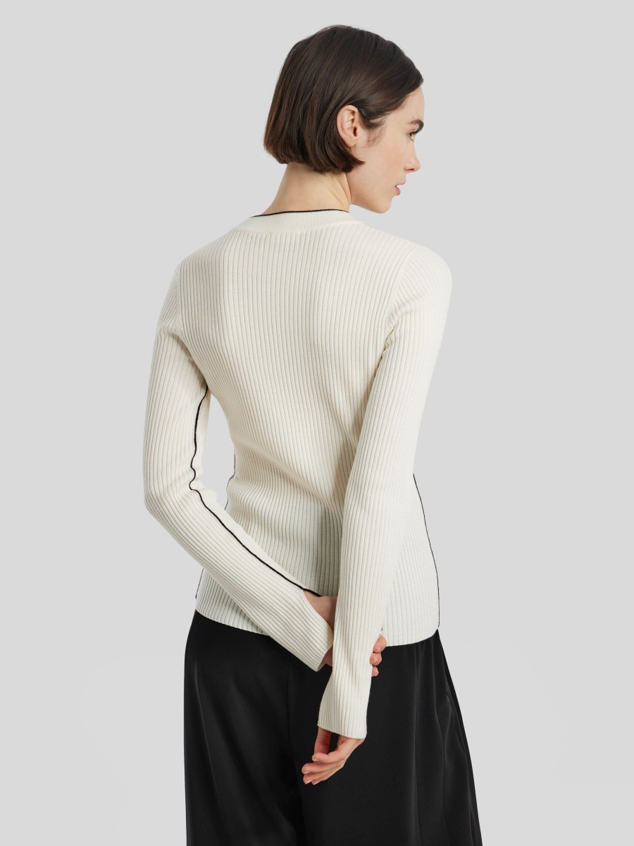 Frauen Akris Punto Pullover & Strick | Pullover Aus Schurwolle Ecru