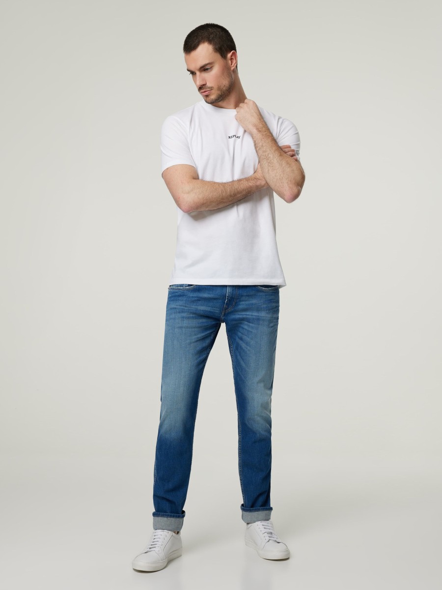 Manner Replay Jeans | Jeans Im Slim Fitanbass Marine