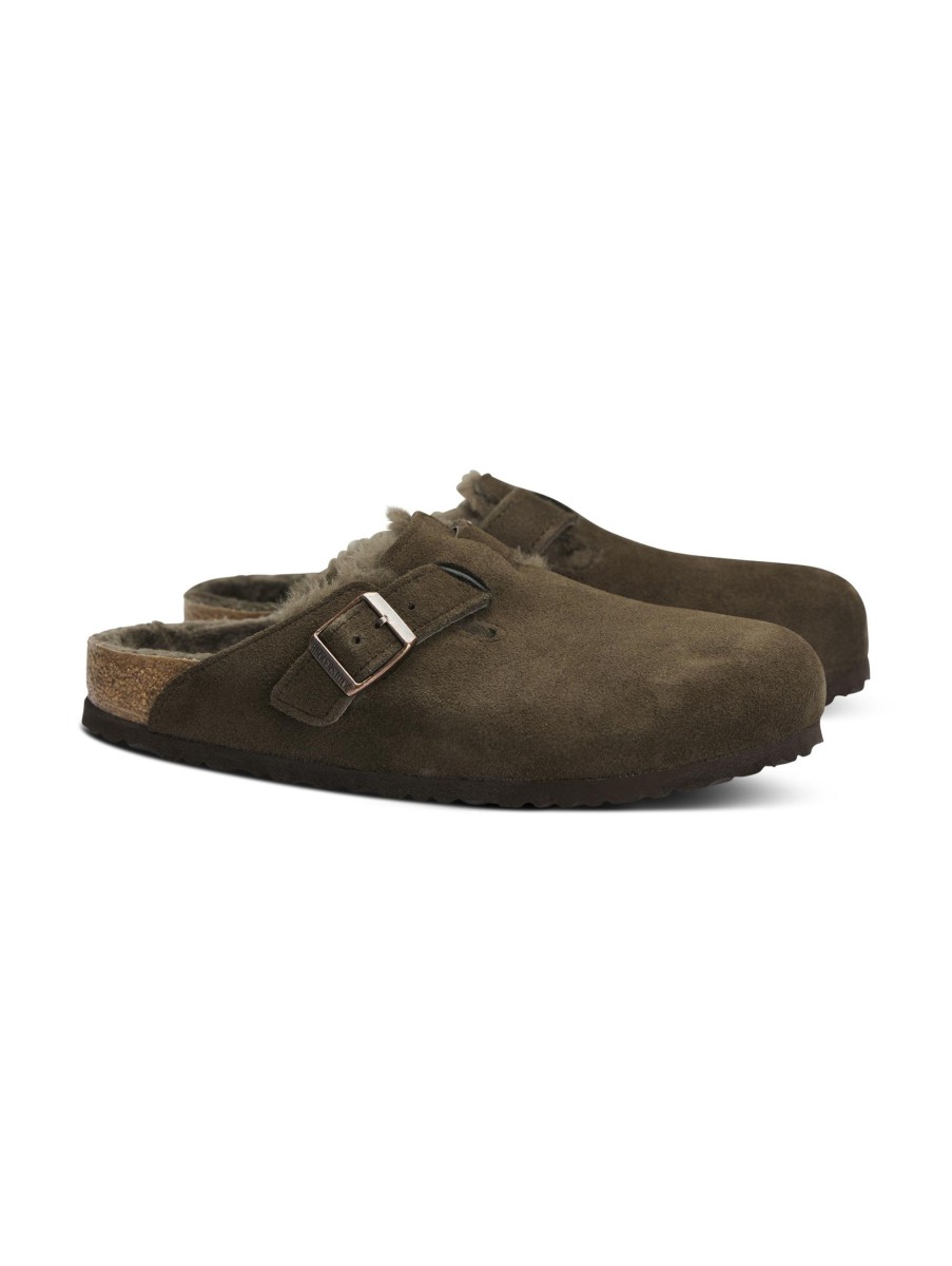 Manner Birkenstock Sandalen | Sandale Boston Shearling Braun