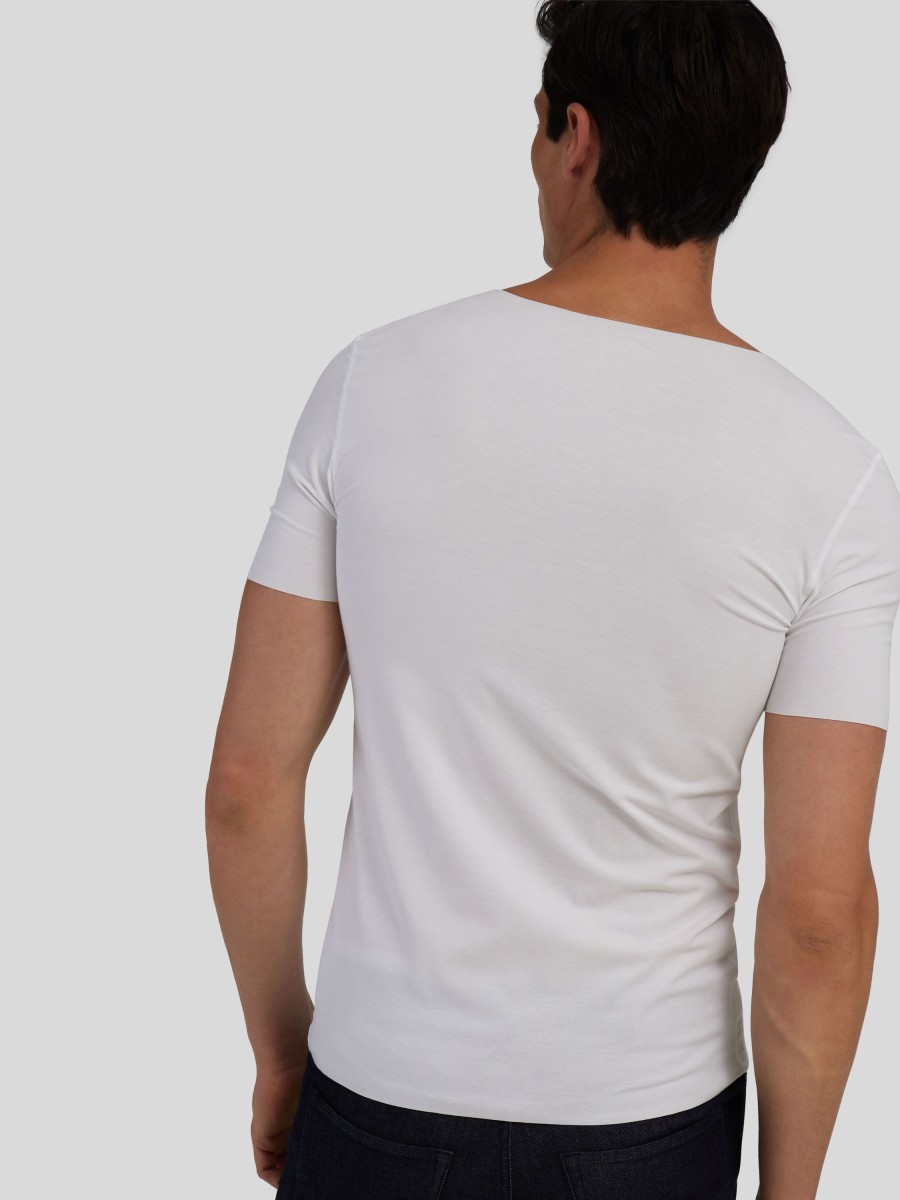 Manner Schiesser Wasche & Loungewear | T-Shirt Laser Cut Weiss