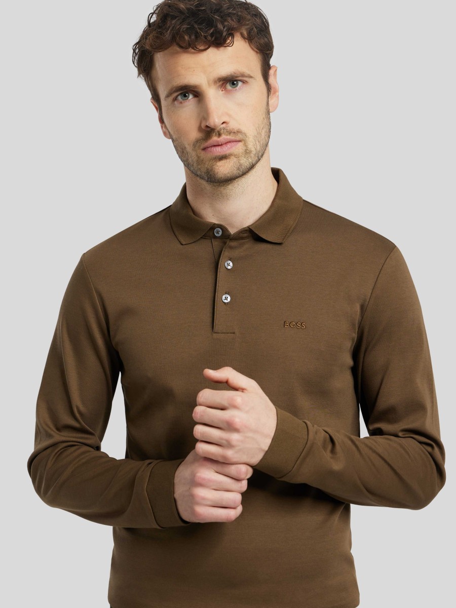 Manner BOSS Men Polo-Shirts | Polo-Shirt Langarm Pado Braun