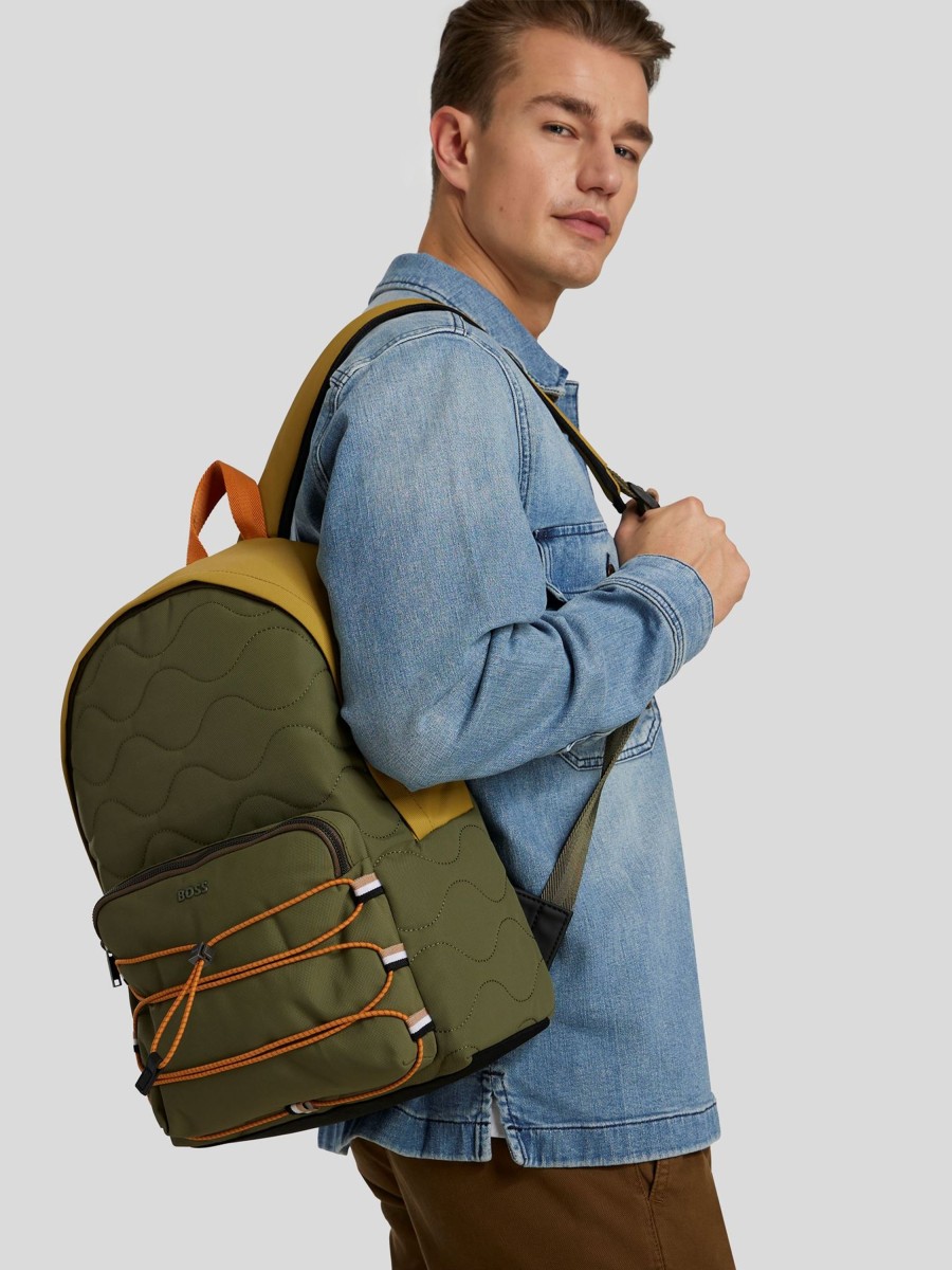 Manner BOSS Casual Taschen & Portemonnaies | Rucksack Aus Recyceltem Polyamid Oliv