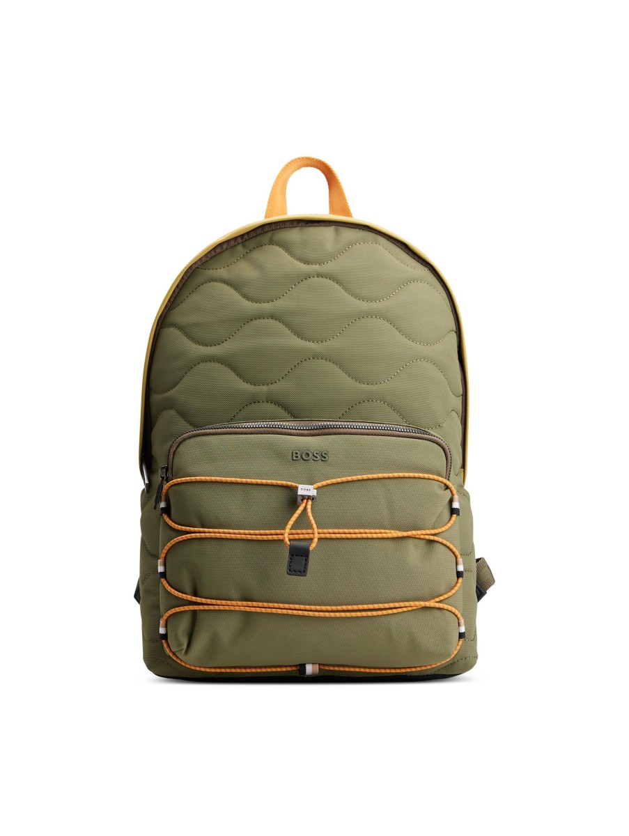 Manner BOSS Casual Taschen & Portemonnaies | Rucksack Aus Recyceltem Polyamid Oliv