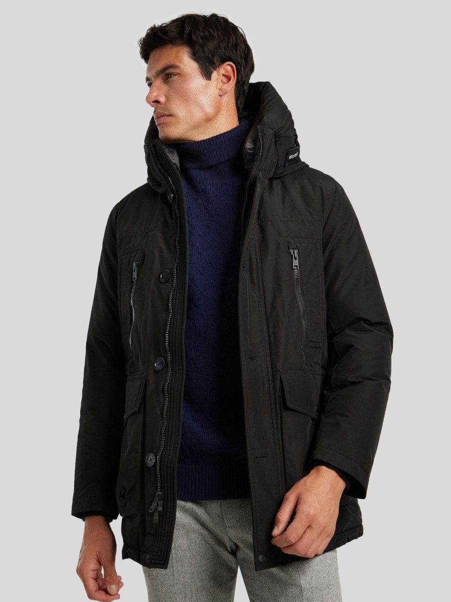 Manner Woolrich Mantel | Parka Aus Daunen Schwarz