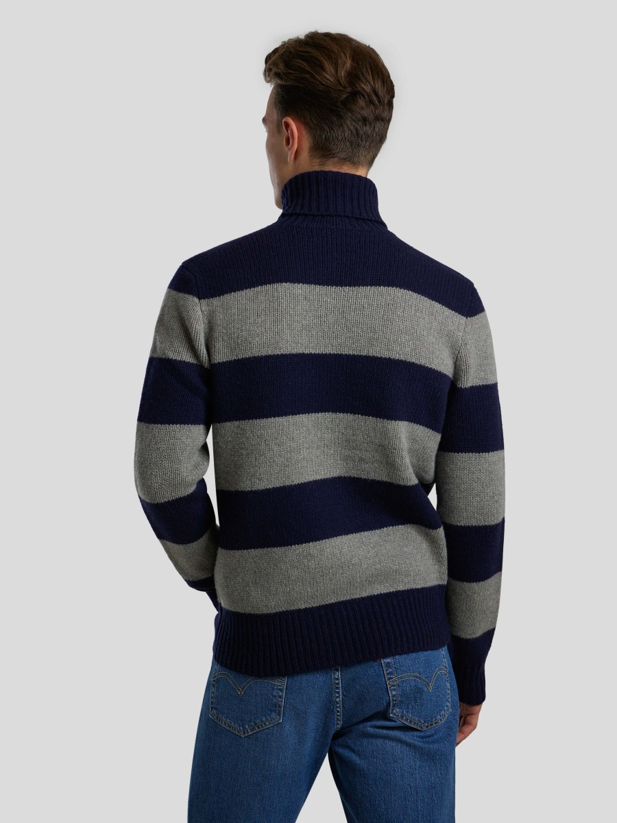 Manner Polo Ralph Lauren Men Pullover & Strickjacken | Rollkragen Mit Streifen Marine