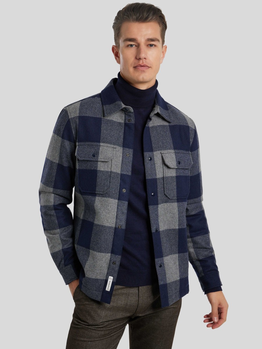 Manner Woolrich Jacken | Overshirt Blue Buffalo Marine