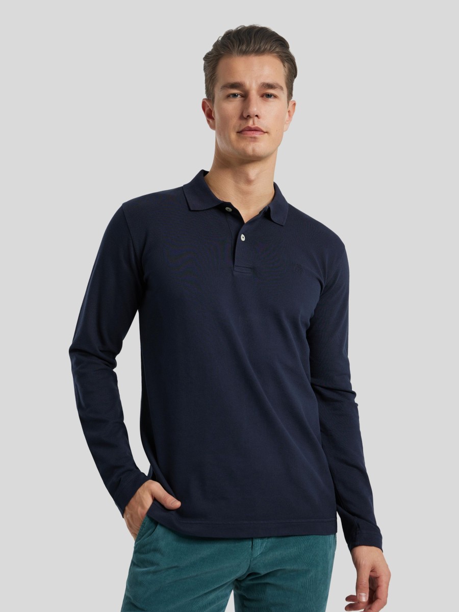 Manner Marc O Polo-Shirts | Langarm Polo-Shirt Marine