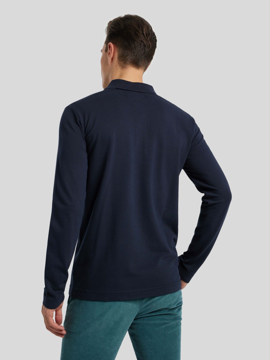 Manner Marc O Polo-Shirts | Langarm Polo-Shirt Marine