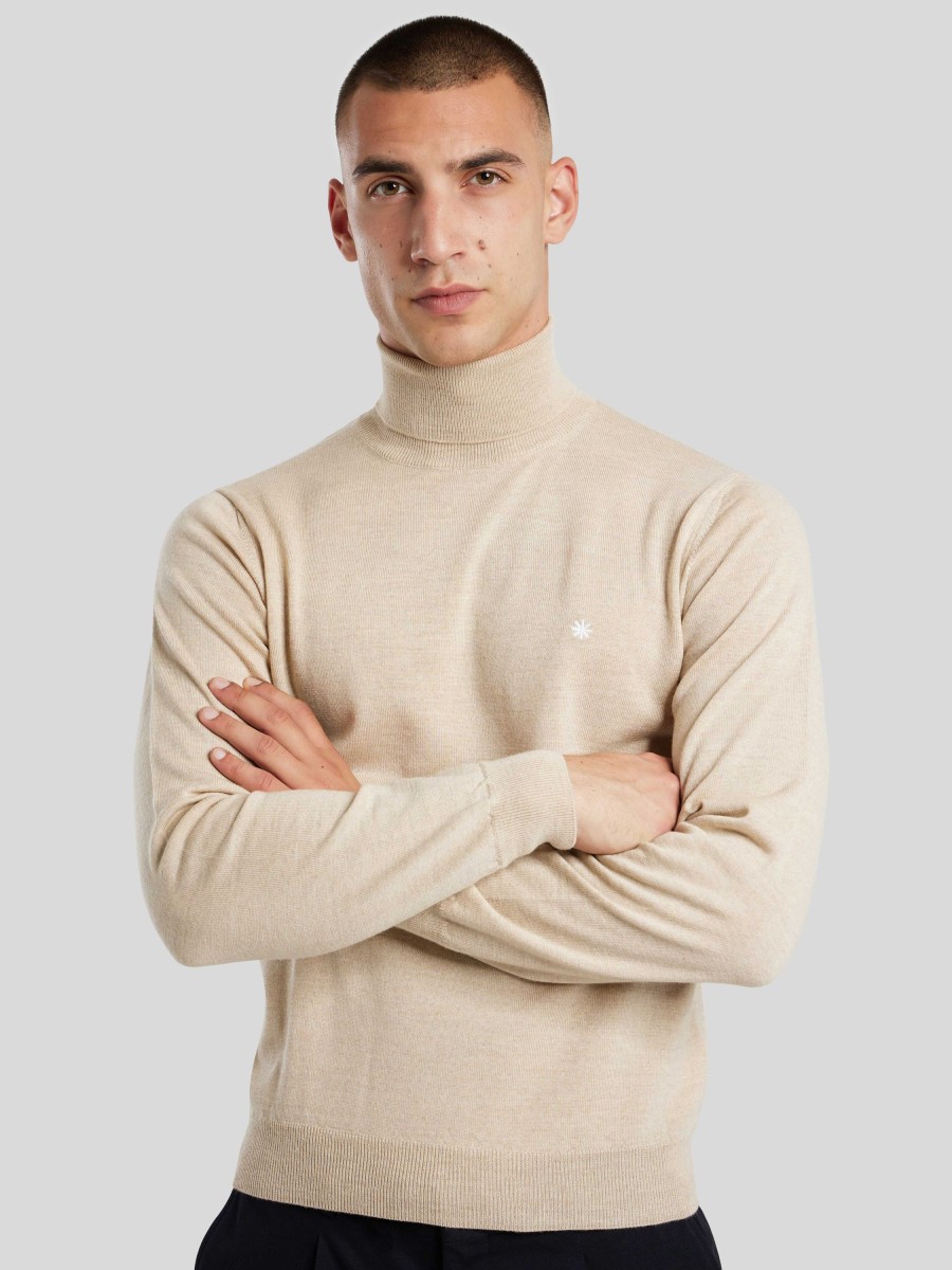 Manner Manuel Ritz Pullover & Strickjacken | Rollkragenpullover Aus Wolle Beige