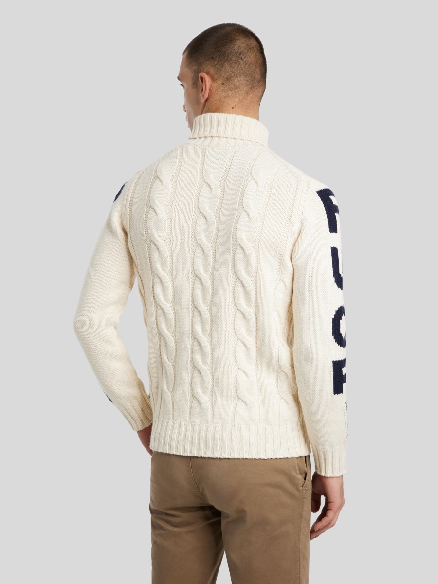 Manner MC2 Saint Barth Pullover & Strickjacken | Rollkragenpullover Weiss