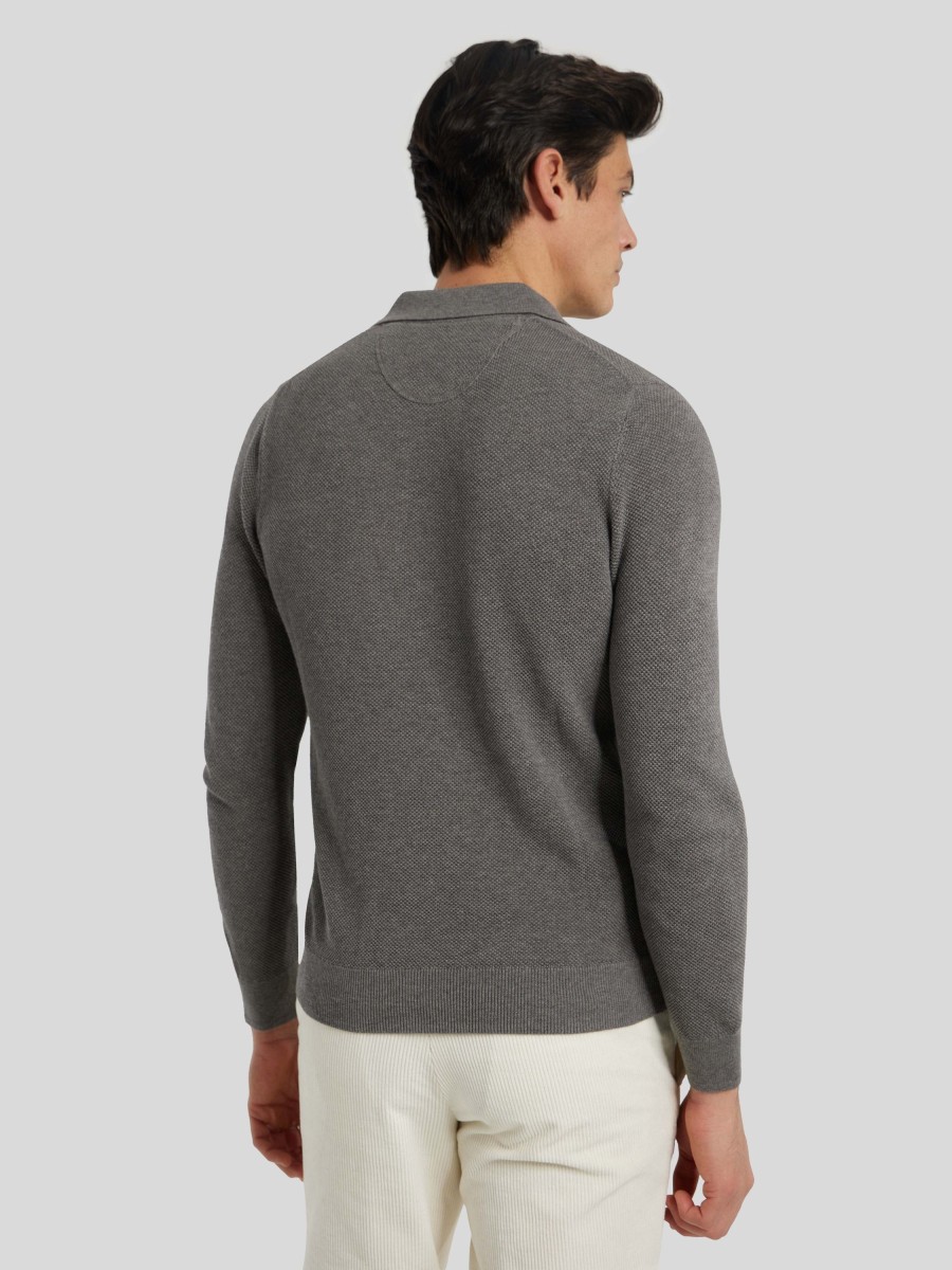 Manner Gant Polo-Shirts | Langarm Polo-Shirt Grau