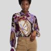 Frauen Luisa Cerano Blusen & Tuniken | Bluse Mit Flower-Print Aubergine