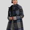 Frauen Gil Bret Mantel | Dufflecoat Mit Karo-Muster Indigo