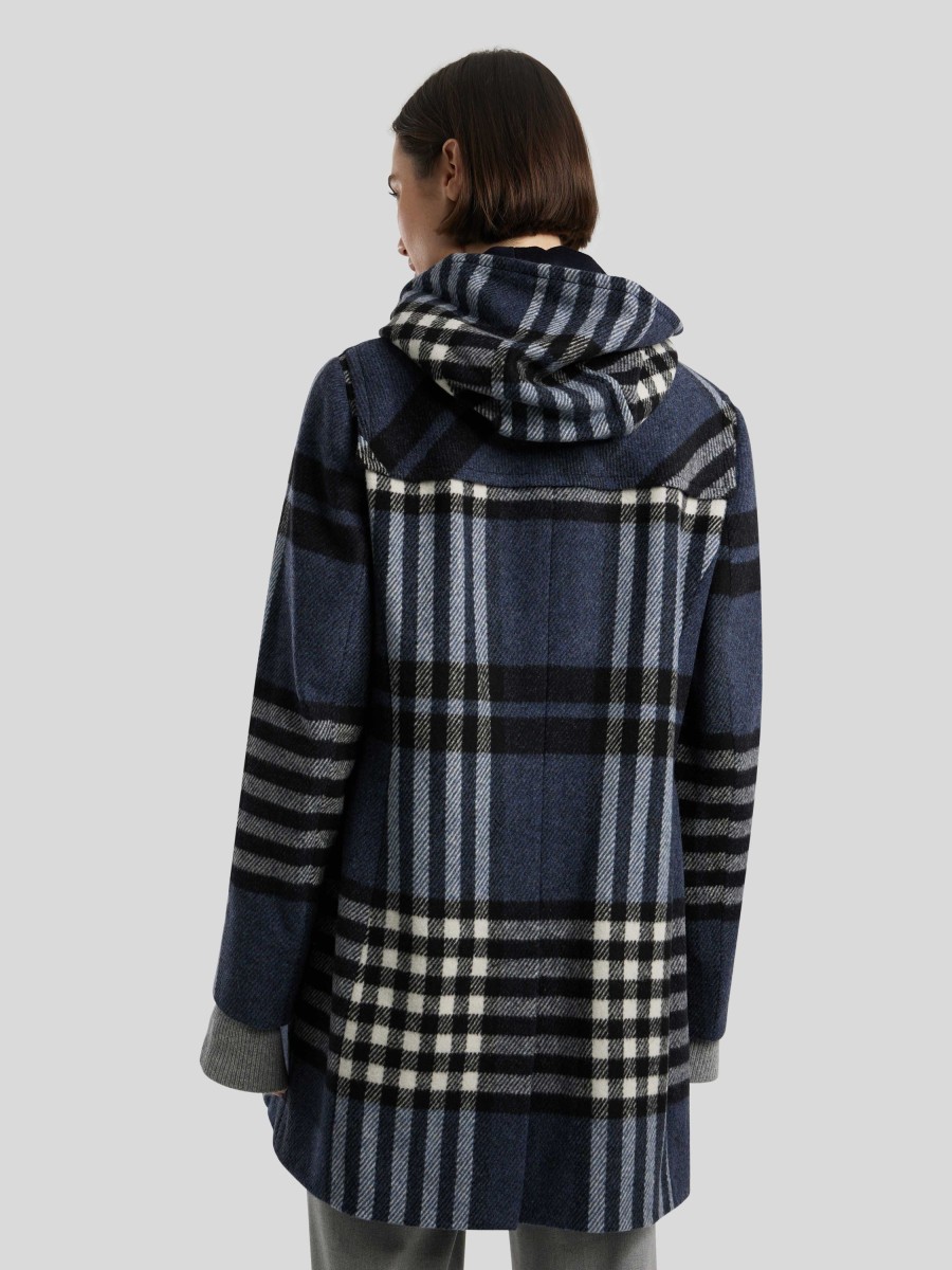 Frauen Gil Bret Mantel | Dufflecoat Mit Karo-Muster Indigo