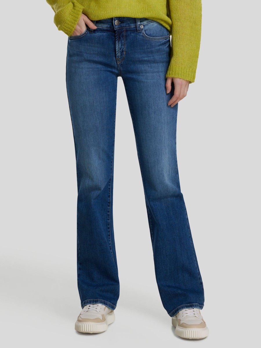 Frauen Cambio Jeans | Jeans Mit Kick Flare Paris Mittelblau