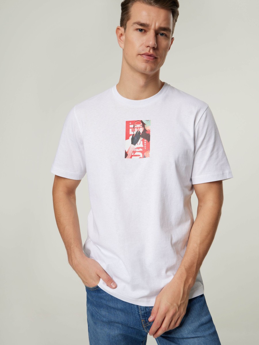 Manner Diesel T-Shirts & Shirts | T-Shirt Mit Logo Just Weiss