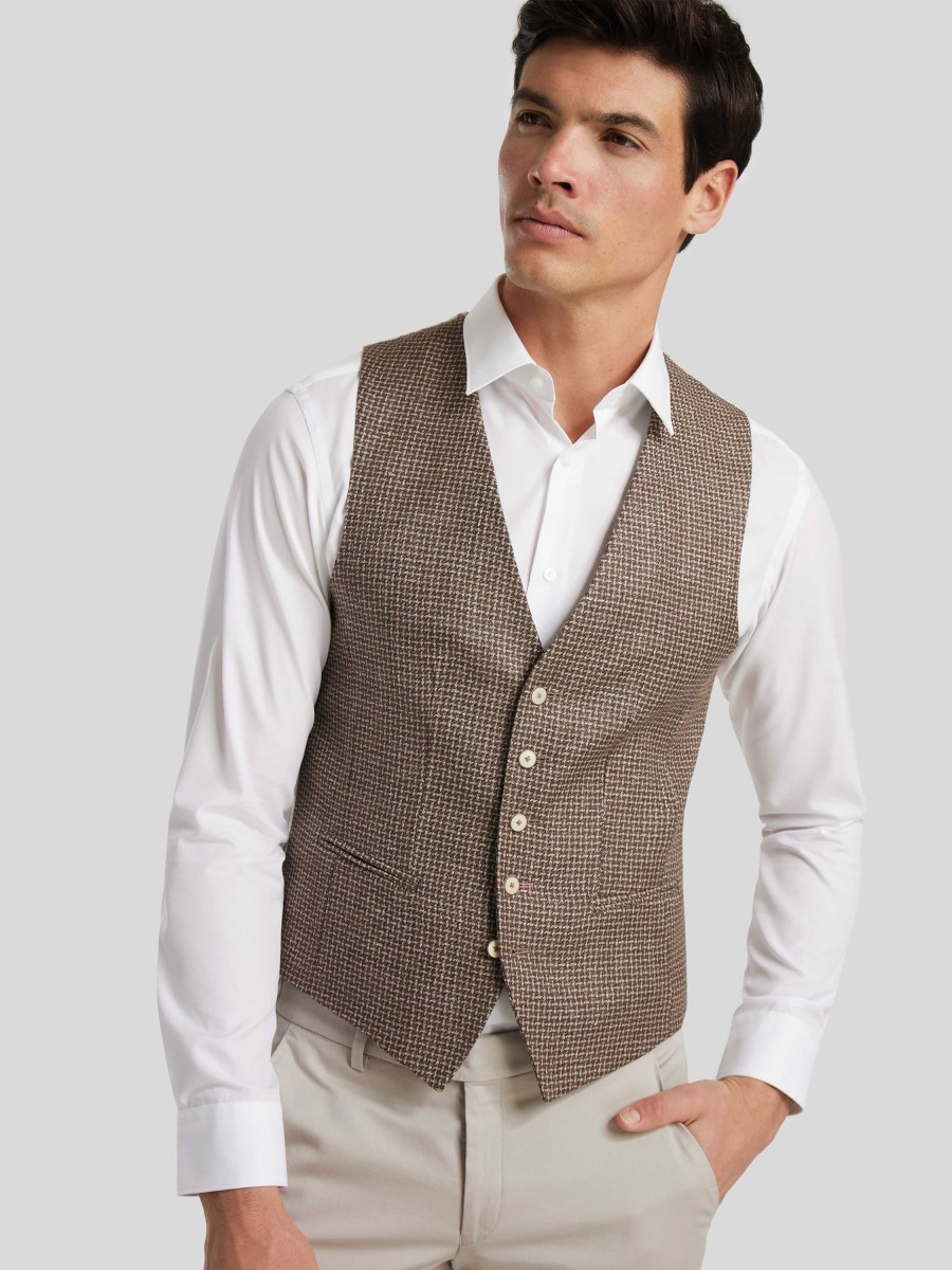 Manner Paul Kehl Gilets & Westen | Gilet Mit Gestreifter Ruckseite Braun