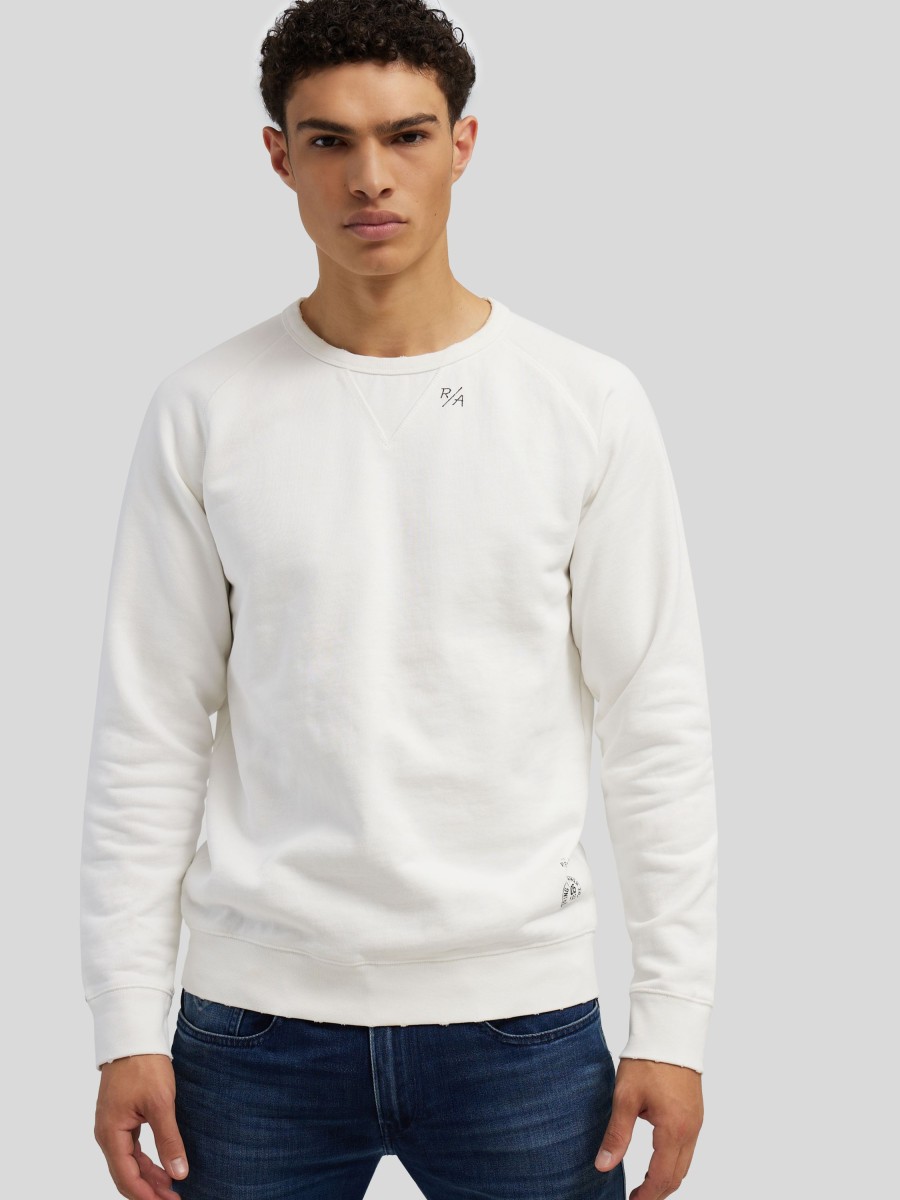 Manner Replay Hoodies & Sweatshirts | Sweatshirt Im Used-Look Ecru