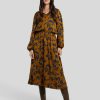 Frauen Mos Mosh Kleider | Maxikleid Mit Print Camel