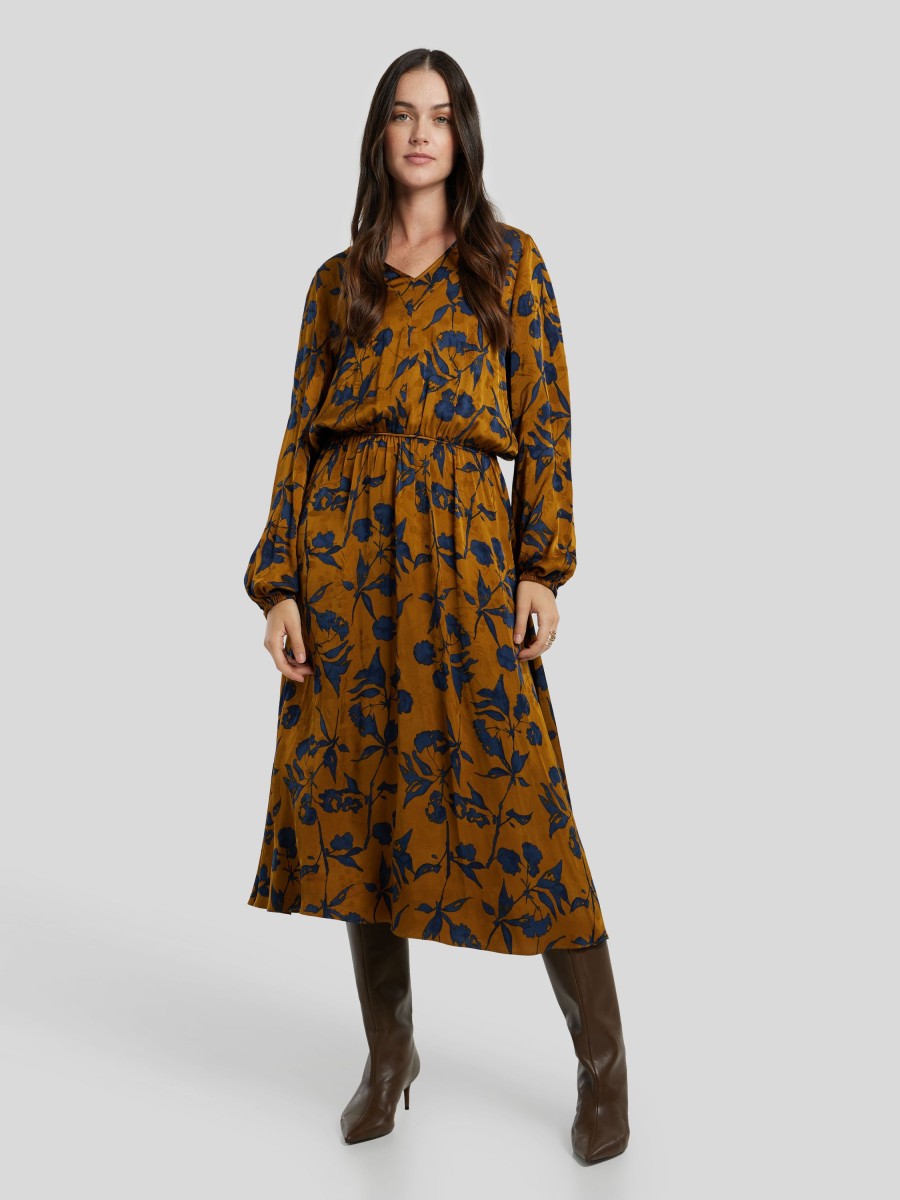 Frauen Mos Mosh Kleider | Maxikleid Mit Print Camel