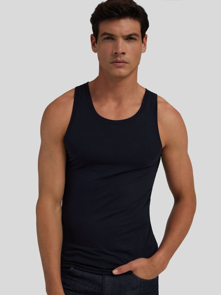 Manner Schiesser Wasche & Loungewear | Tanktop Long Life Soft Marine