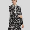 Frauen Marc Cain Kleider | Blusenkleid Mit Elefanten-Print Schwarz