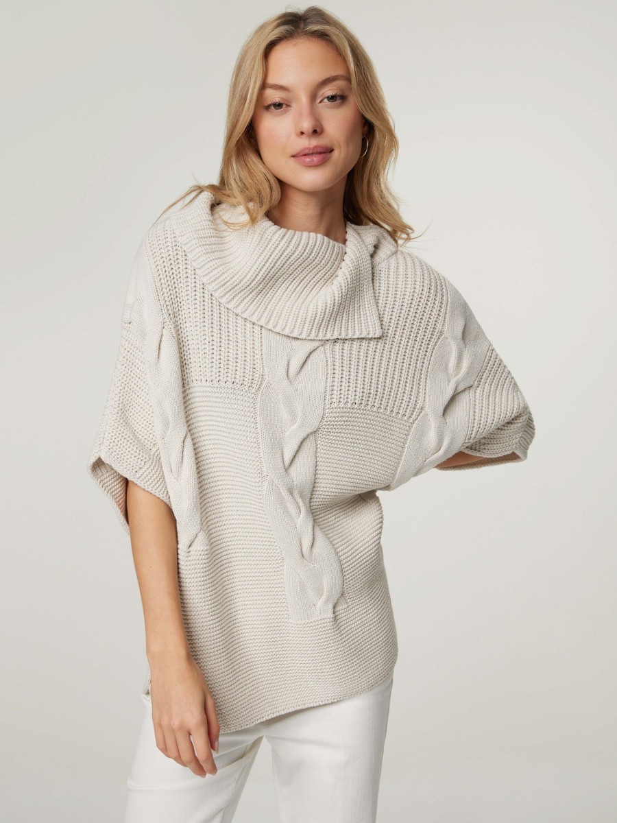 Frauen Monari Pullover & Strick | Strickponcho Beige