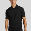 Manner Tiger of Sweden Polo-Shirts | Polo-Shirt Mit Zip Schwarz