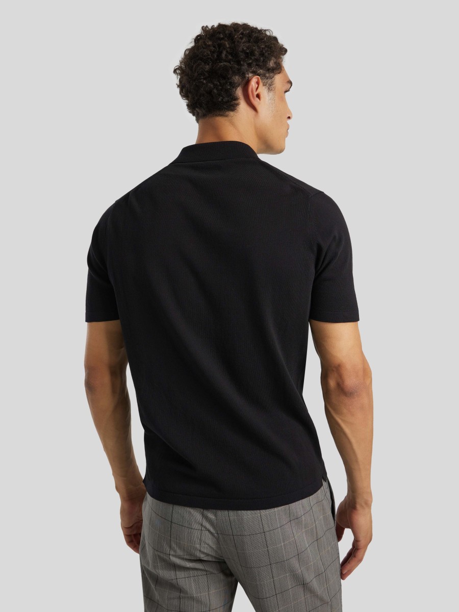 Manner Tiger of Sweden Polo-Shirts | Polo-Shirt Mit Zip Schwarz