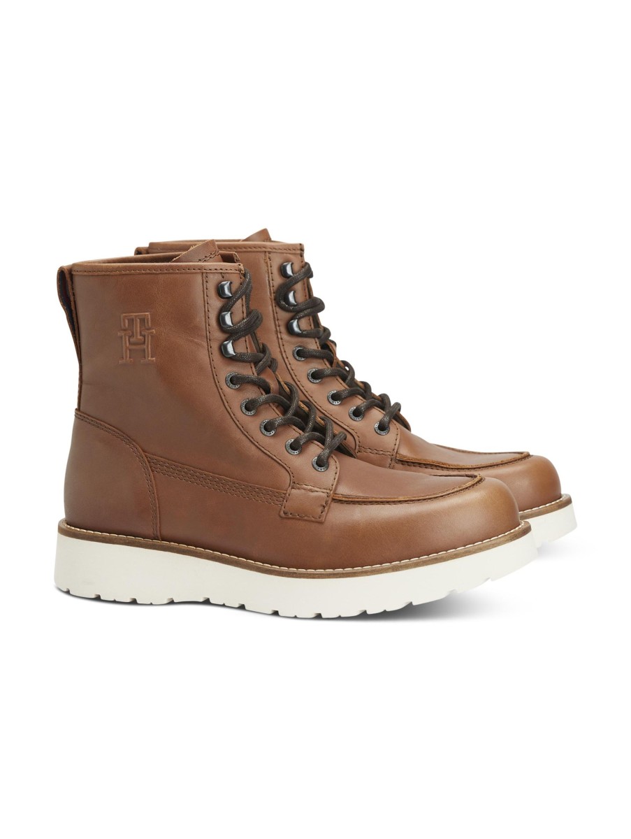 Manner Tommy Hilfiger Boots & Bottinen | Schnurstiefel Cognac