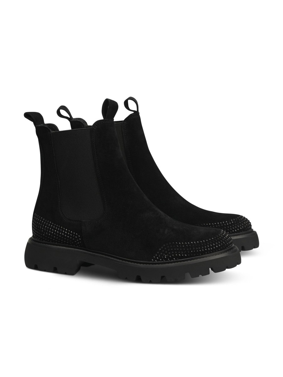 Frauen Kennel&Schmenger Boots & Stiefeletten | Chelsea Boots Mit Steinchen Schwarz