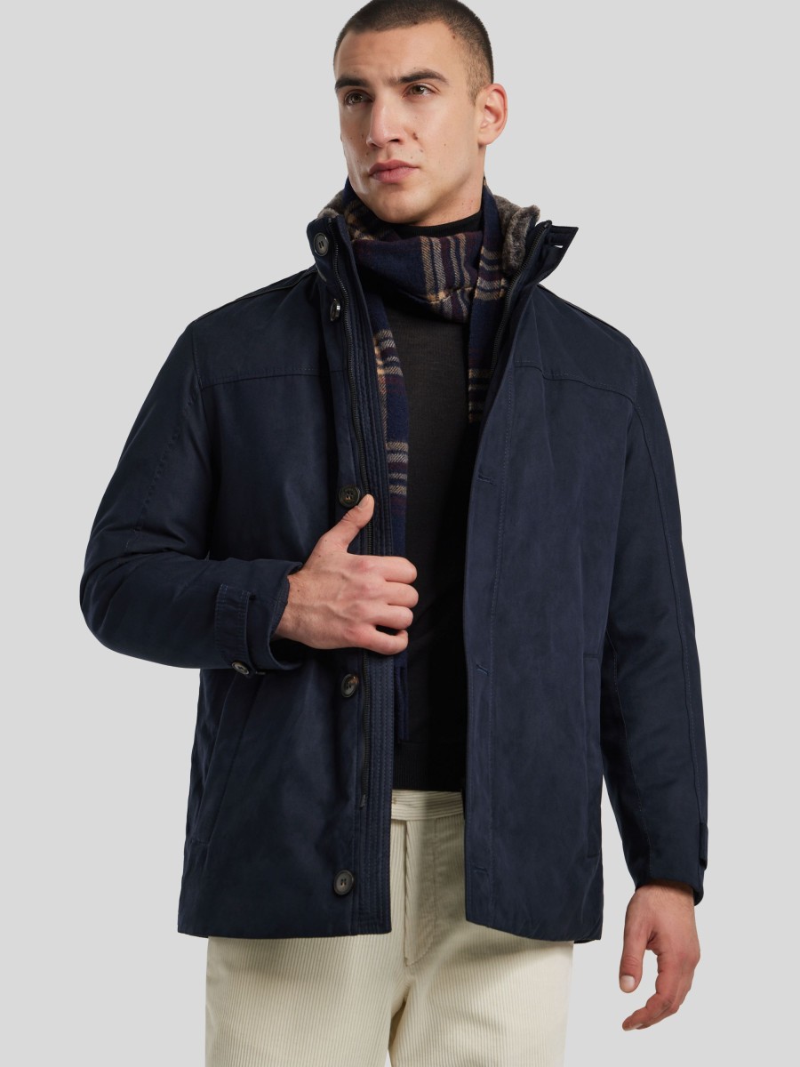 Manner Bugatti Jacken | Jacke Mit Premium Suede Marine