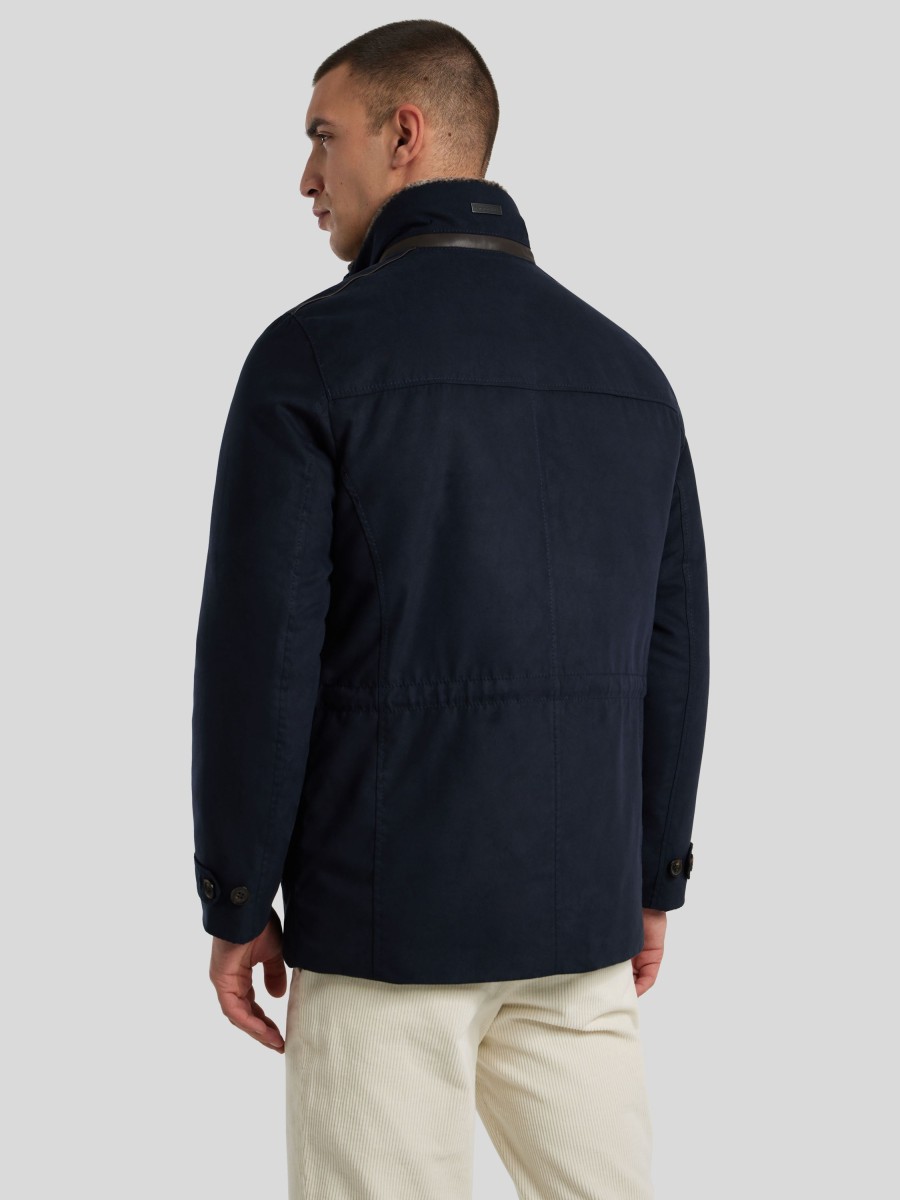 Manner Bugatti Jacken | Jacke Mit Premium Suede Marine